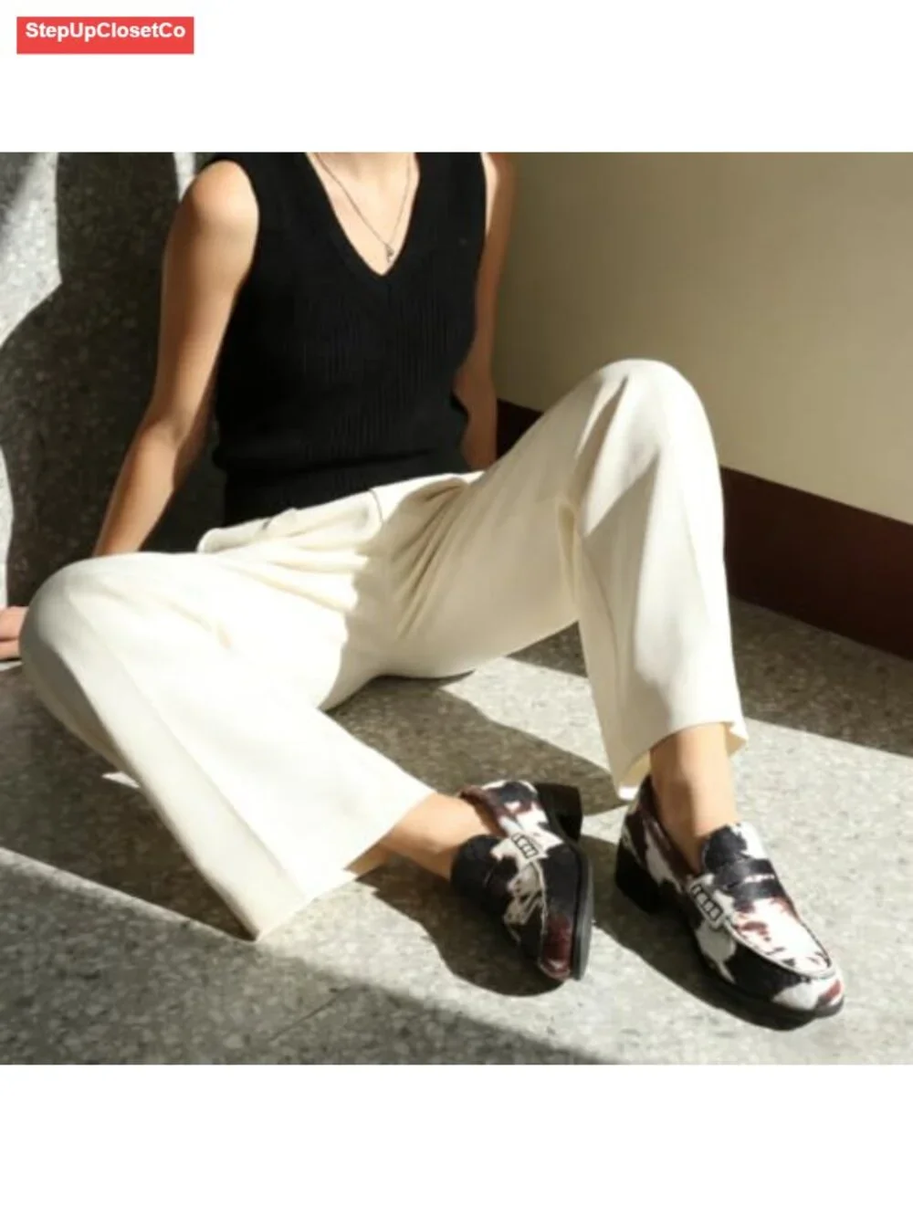Women's Penny Loafers Low Block Heel Slip On Business Work Office Comfort Flats